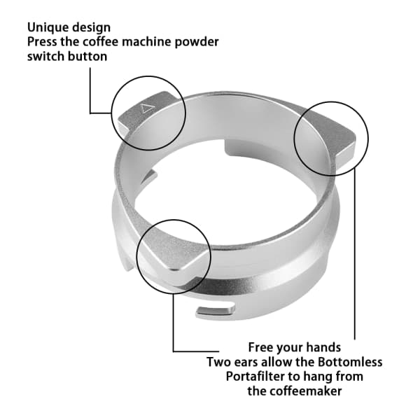IC Håndfri doserings trakt, 54 mm doserings trakt med kvern trykknapp Passer 54 mm