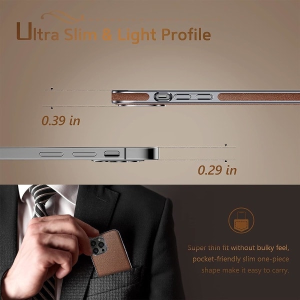 IC Designat för iPhone 13 Pro Max Skal, Premium Business Slim Classic Cover Mjukt Grepp - Brun