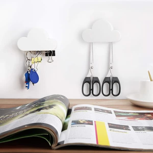 White, Wall-Mounted Magnetic Self-Adhesive Hooks, [1-pack] Wall Key H, ZQKLA