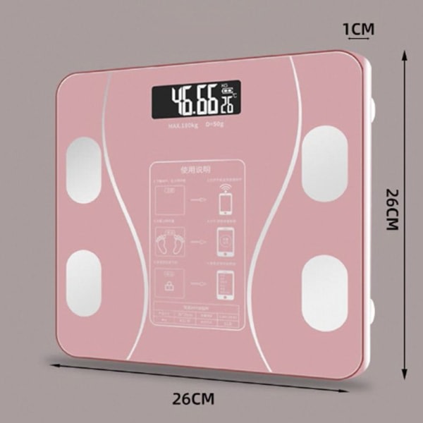 IC Digital baderomsvåg Kroppsfett BMI-monitor ROSA Rosa