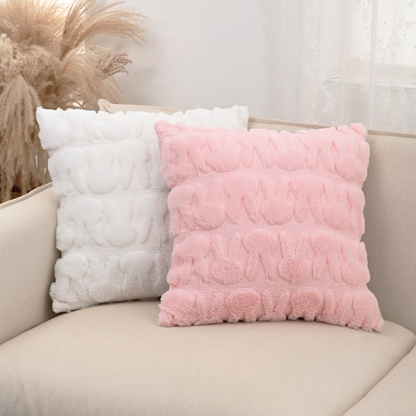 Nordisk Påskehare Putetrekk Plysj Jacquard Stue Sofa Pute Seng Pute Putetrekk Light gray rabbit Pillowcase + pillow core