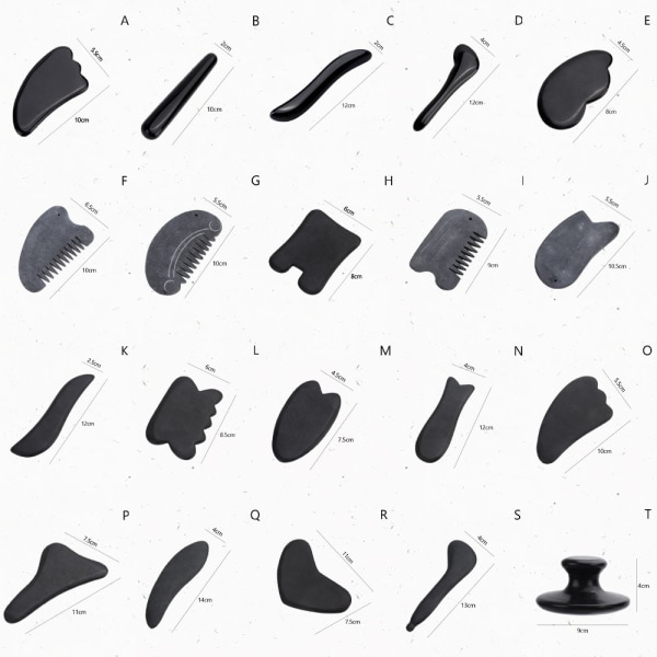 Sort Obsidian Gua Sha skrabemassageværktøj Jadestenbræt M