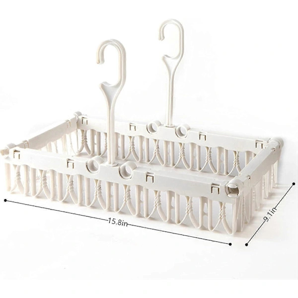 2 Pcs Foldable Plastic Clothes Hangers for Household, Space-Saving Drying Rack for Socks (White) - q36/YY[D]