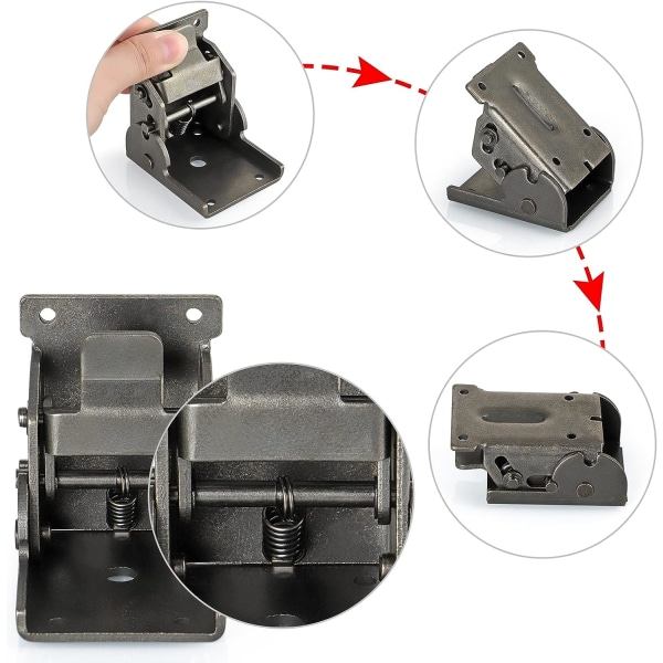 IC Vikbara fästen Kraftiga, 90 graders självlåsande gångjärn för bordsben, vägghylla, 330 pund per, paket med 4 (Gunblack)