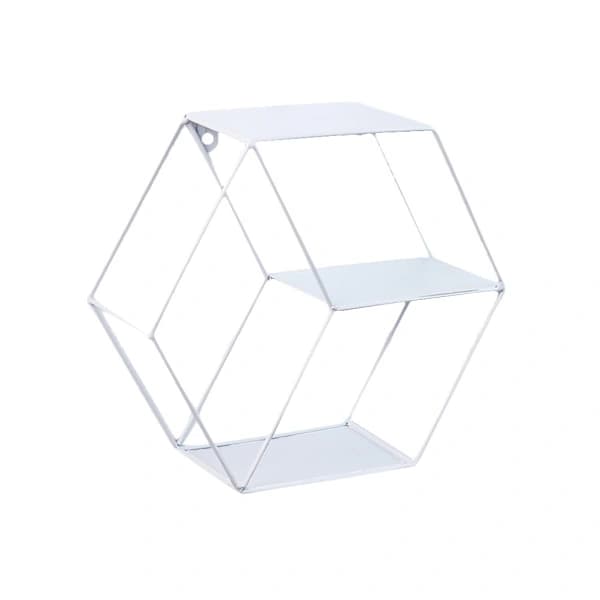 Creative Nordic Style Hexagon Storage Shelf Wrought Iron Double Layer Wall Shelf 1x 1x