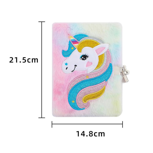 Jentebarns Unicorn Hemmelig Dagbok med Lås og Nøkkel Fuzzy Plush Journal Notebook Julegave