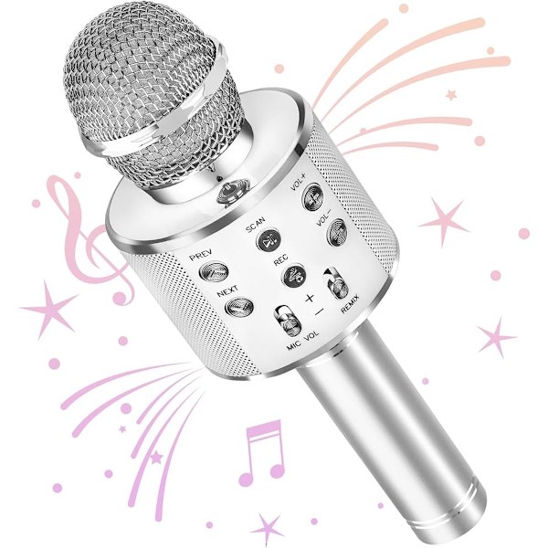 Karaoke - Mikrofoni - Kaiuttimella - Hopea