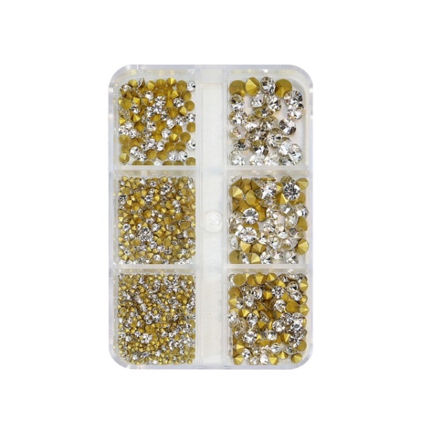 IC 10-box med 6 fack med nagelsmycken i strass