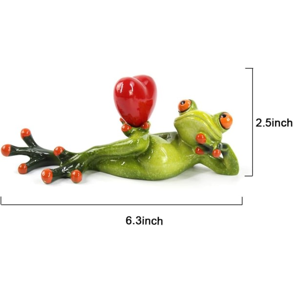 IC Grodor Figurer Staty Groda Skulptur Söt rolig groda för skrivbordsdekoration (håller hjärtat)