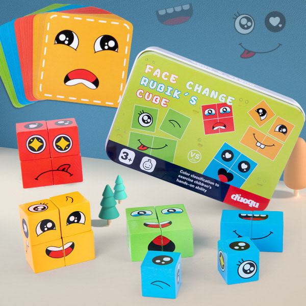 IC Pedagogiska leksaker för barn Känslor Ändra uttryck Pussel