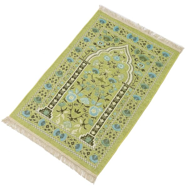 Islamsk bønnmatte i chenille, tykk, blomstermønster