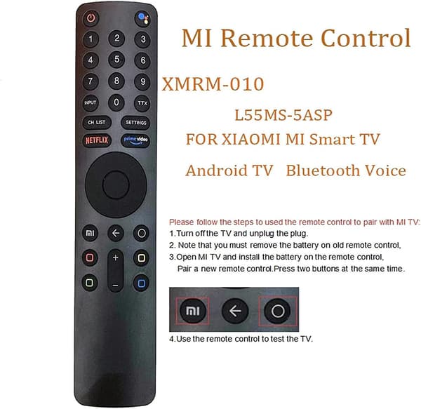 Röststyring Bluetooth fjernkontroll for Mi TV 4S, 4A, XMRM-010 L55MS-5A, Mi LED L43M6-6AEU