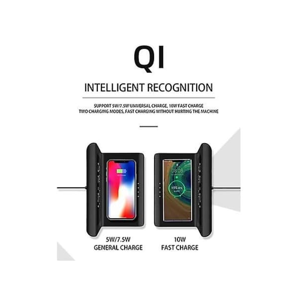 IC 10w trådløs opladningsplade LED display vækkeur sort