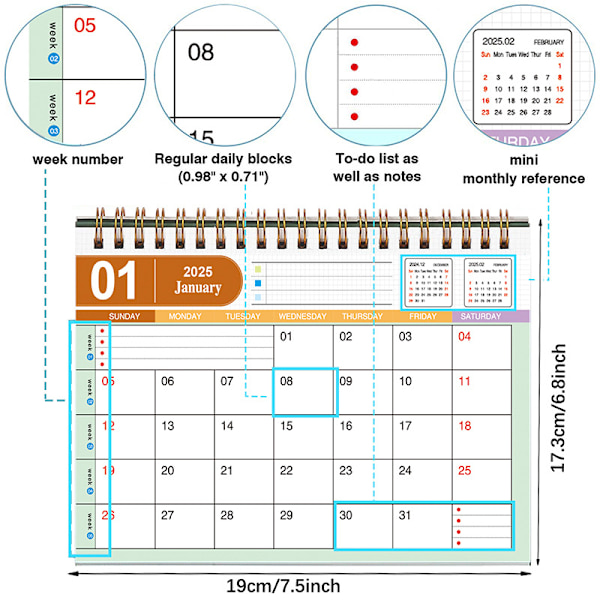 2025 enkel Morandi skrivebords kalender MUJI stil engelsk kalender skrivebord åpen memo små ornamenter 2025 Army Green