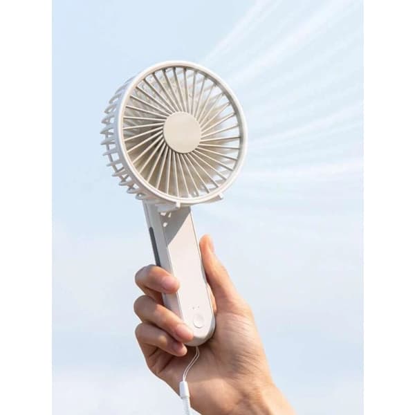 IC 1-pak hvid håndholdt ventilator, bærbar ABS elektrisk ventilator til husholdning, udendørs
