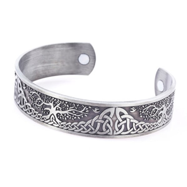 IC Armband för män Vintage Tree of Life Knotwork Totem Health Care Magnetisk terapi Armband Manschettarmband