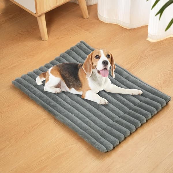 Kæledyrsmåtte til hunde og katte, blød tyk varm maskinvaskbar og foldbar, til små til mellemstore kæledyr, grå, 61 x 45 cm