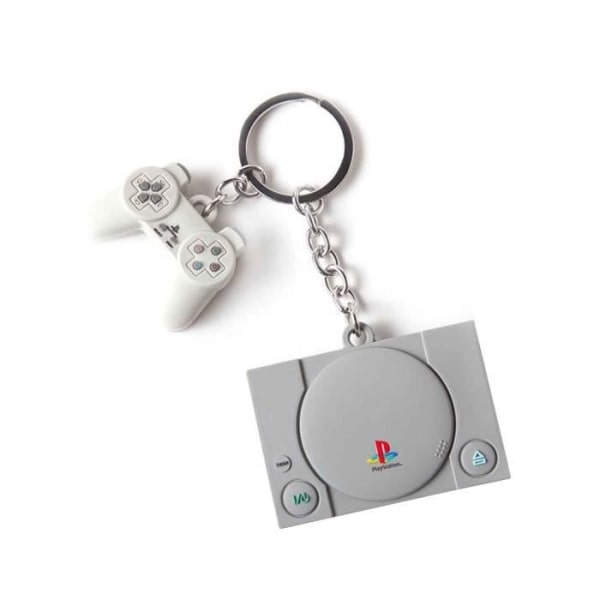 Playstation Nøglering Nøglering Konsol og Controller 3D Gummi Ny IC