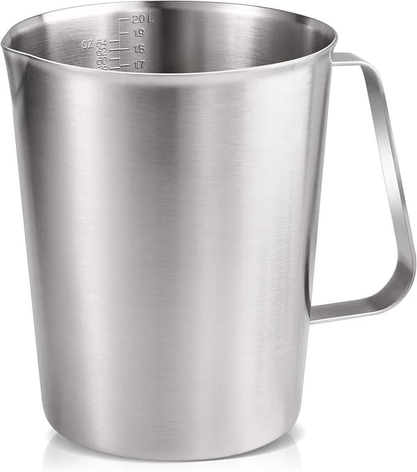 Målebeger i rustfritt stål 2 liter - 2000 ml - Med graderingsmerker - Rustfritt stål 304 - Hellkanne for kjøkken og catering