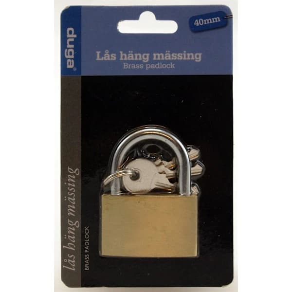 Hængelås 40 mm messing metaludseende