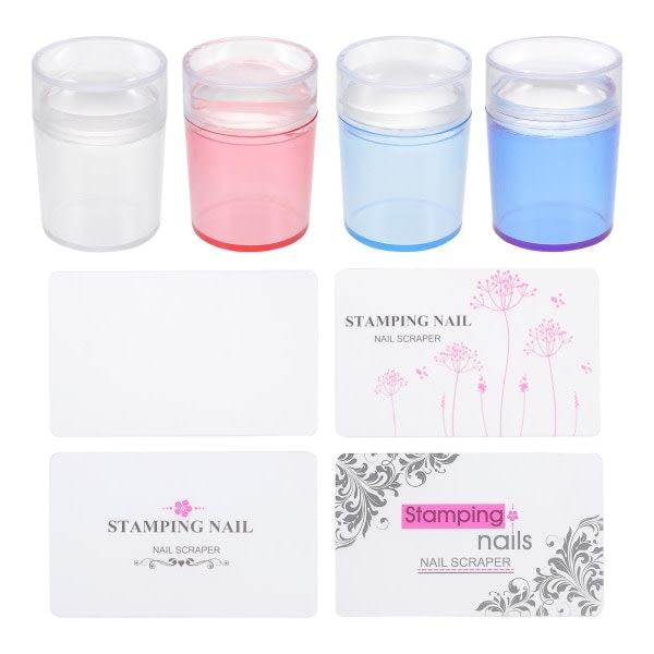 4 sett håndholdte manikyr stempler Silikon Nail Art stemplingsverktøy (3,9x3,9cm)