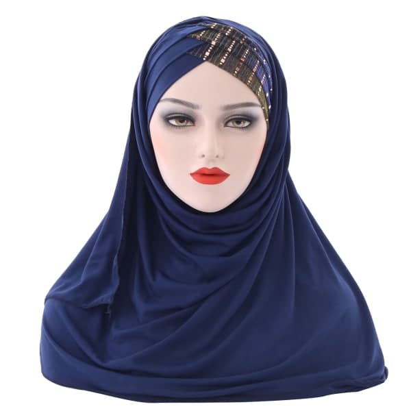 IC Kvinners Hijab Muslim Hijab Full Coverage Lang Sjal - Marineblå