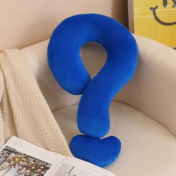 Irregular Decorative Pillow 35x55cm Question Mark Shape Pillow | Large Fun Pillow for Travel Neck Pillow White White
