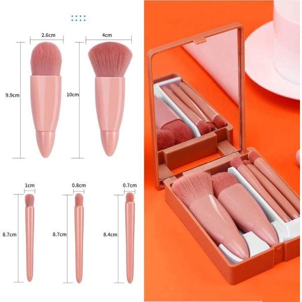 IC Ögonskugga Foundation Makeup Verktyg med Spegel 5 Stycken Borste Set