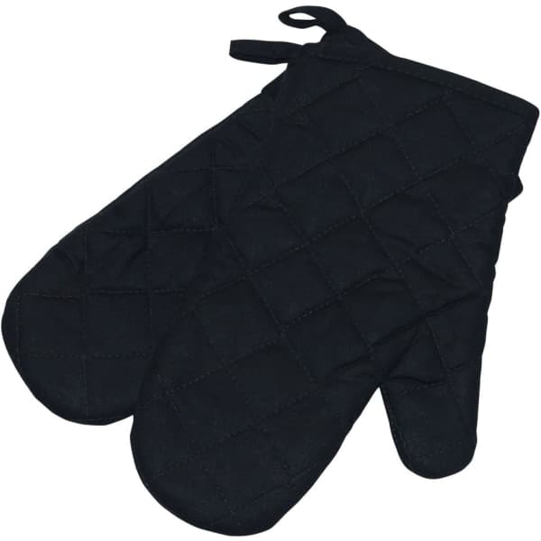 IC Ovn Handsker, premium varmebestandige køkkenhandsker bomuld og polyester quiltede overdimensionerede handsker, sorte