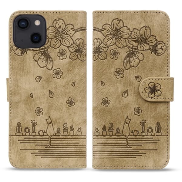 Til iPhone 15 Pro etui, PU-læder pung etui (med stativfunktion), brun iphone15 pro