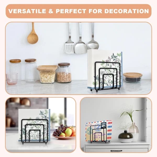 Modern Black Metal Napkin Holder Vertical Tabletop Paper Napkin Dispenser