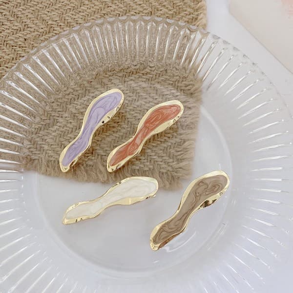 4 hårklemmer hodeplagg bananklemmer lilla beige curry oransje