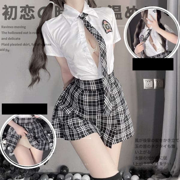 IC Opiskelijoiden tyttöjen koulupuku Svart Vit Underkläder JK Suit Plea M