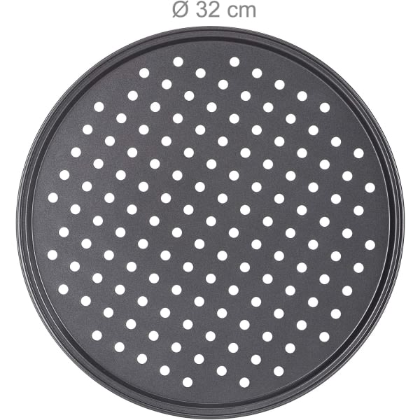 IG Perforoitu pizzapanna, 2-pakkauksessa hiiliterästä valmistettu perforoitu tarttumaton 2er Pack