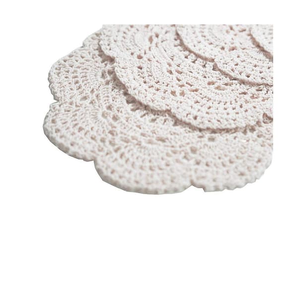 stk 21,8 cm heklede runde blondebrikker heklet bomullsunderlag (beige)