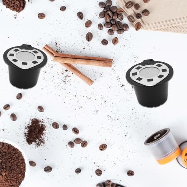 4-pack Återfyllningsbara Kaffekapslar - Tål Diskmaskin - Med Lock i Rostfritt Stål