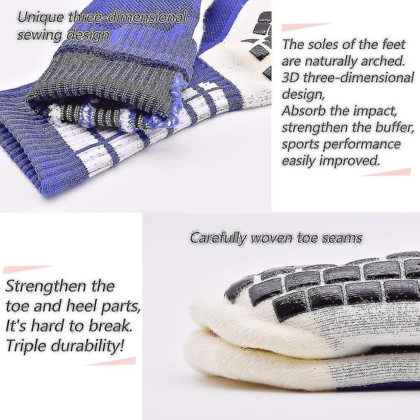 Antislip fotbollsstrumpor, halkfria Sports Grip Strumpor, Vita