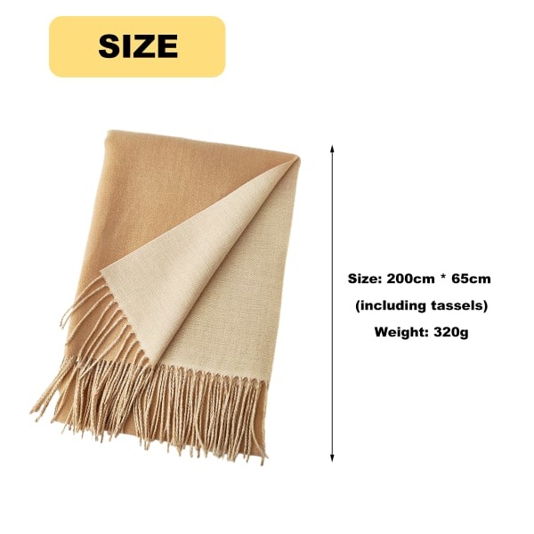 IC 1 dubbelsidig tvåfärgad tofs halsduk scarf kvinnlig höst och brun