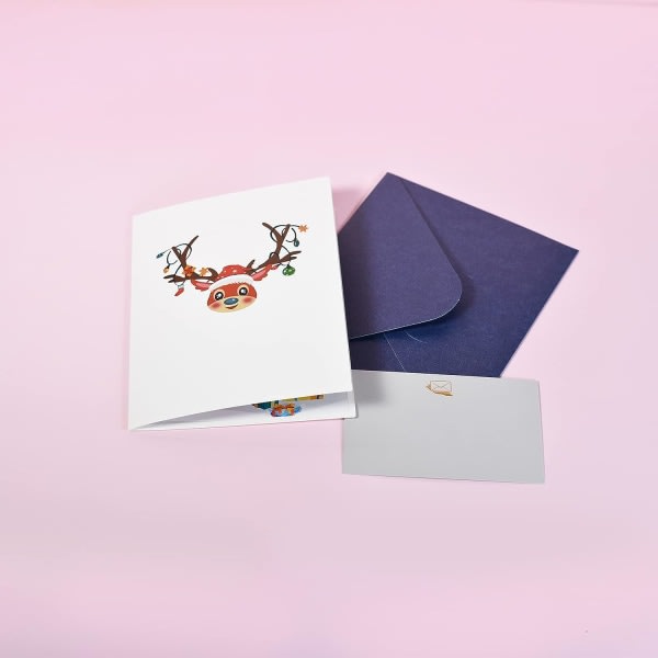 IC 3D Pop Up Julkort, Julgran Hjortar presentkort med kuvert (Deer)
