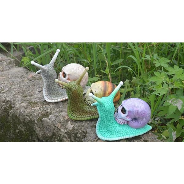 1-Pack Skeleton Snail Skull Sculpture Gothic Garden Home Decor, ZQKLA