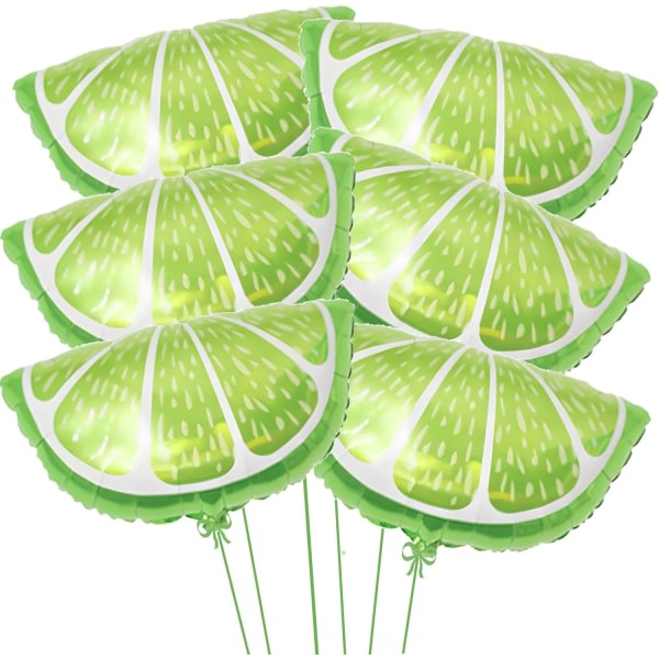 IC 6 delar 26 tum stora fruktlimeballonger, grön aluminiumfolie citronballlong för frukttema Födelsedag bröllopsdekorationer Festtillbehör