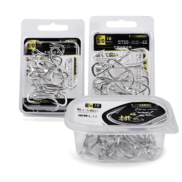 4x-Strong Treble Fishing Hooks Size 4#-5/0 Sharp Round Bend for Lures 20pcs 4# 20pcs 4#