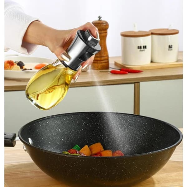 Oljasprayflaska, jämn dimma glasoljedispenser för matlagning, grillning, stekning och bakning, transparent 200 ml Transparent