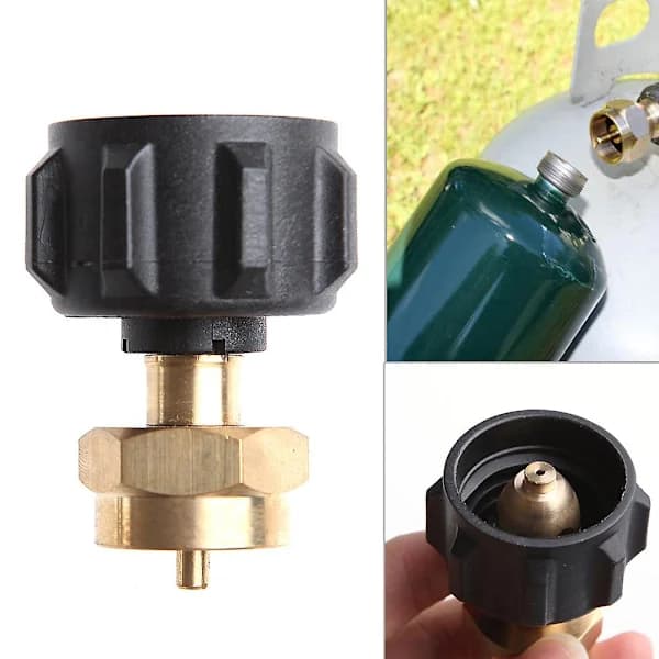 QCC1 Propanpåfyllingsadapterregulator med automatisk avstengning, messing rustfritt stål for BBQ Camping Utendørs matlaging 1 LB