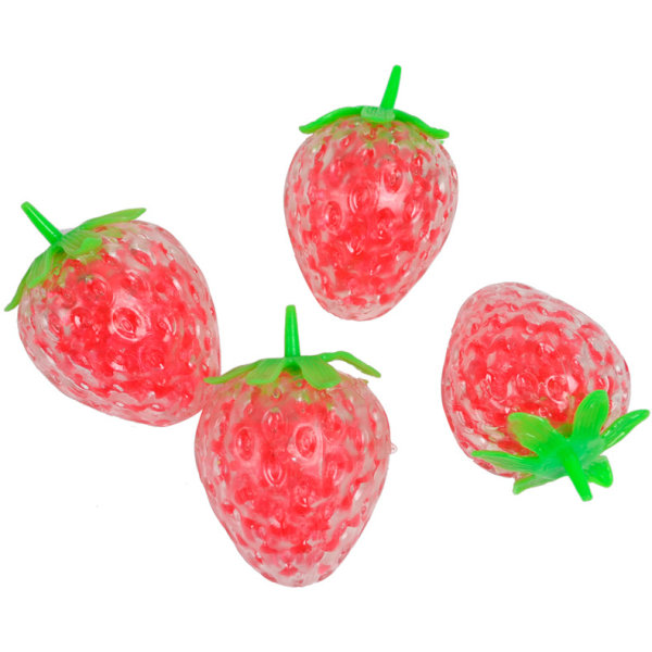 IC 5st Strawberry Anti Stress fylld med pärlor, 36414, Röd