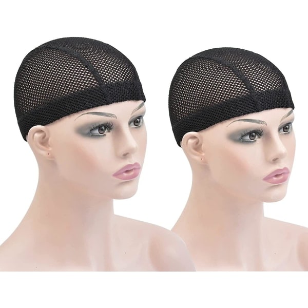 IC 2 st Svarta Spandex Mesh Dome Perukhuvor