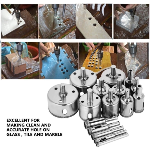 IC Set med 16 diamanthålsågslådor för kakelhål - 6 - 50 mm glasborr