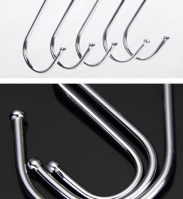 20-pack 11,6 cm S-krokar i rostfritt stål, metallhängare