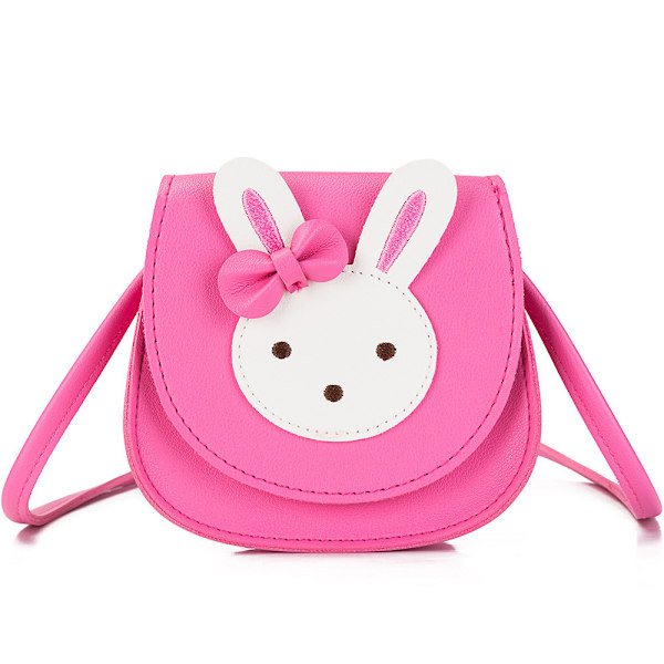 Museører Sløjfe Crossbody Taske, PU Materiale Enkelt Skuldertaske, Velegnet til Børn Piger Småbørn Rose Red Rabbit 12*5*13cm