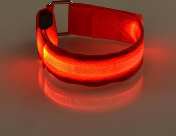 2 røde LED-belyste armbånd for løping, sykling – reflekterende sikkerhetsstropp